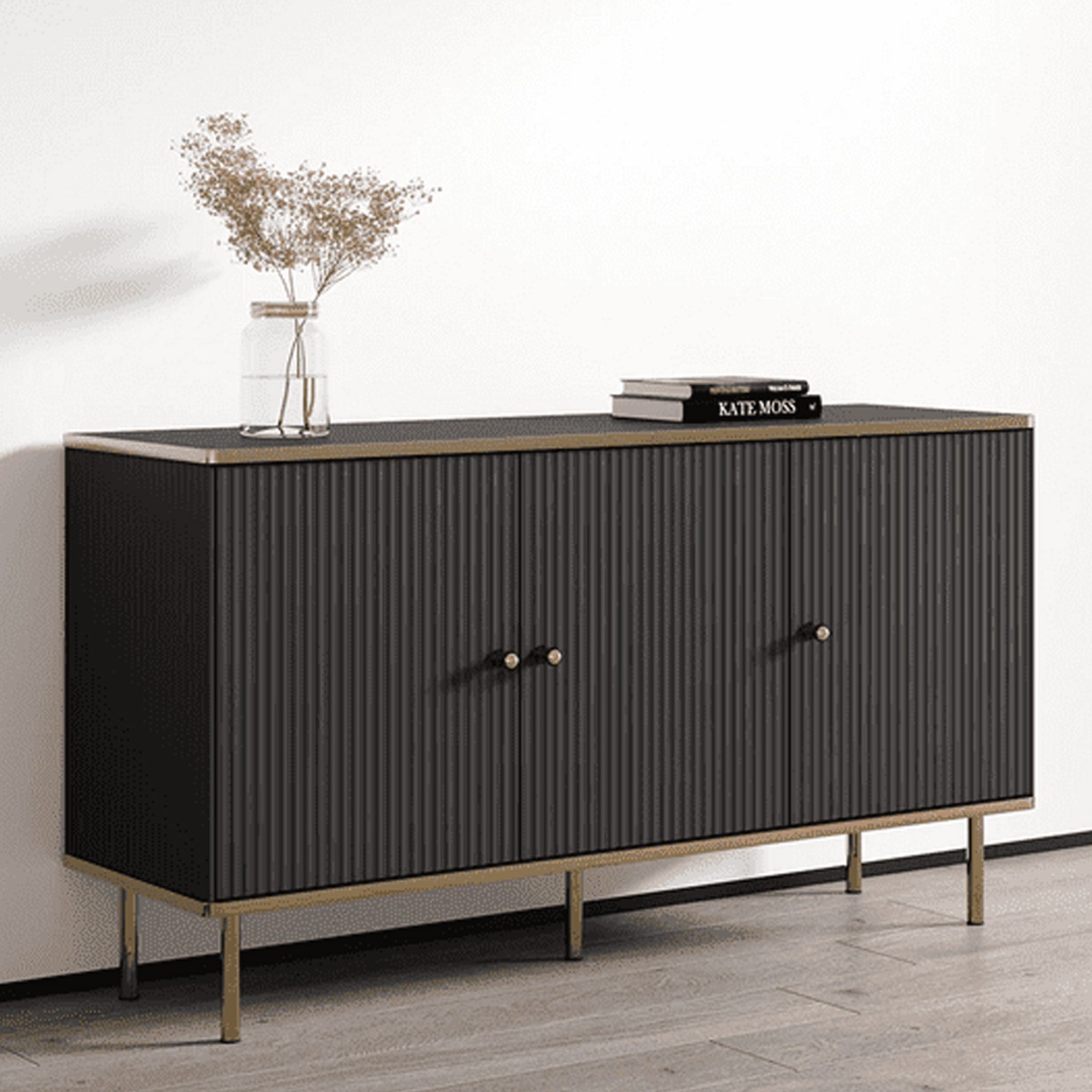 Eldawy Gold Touch 3 Door Sideboard - Black - Dalton Home