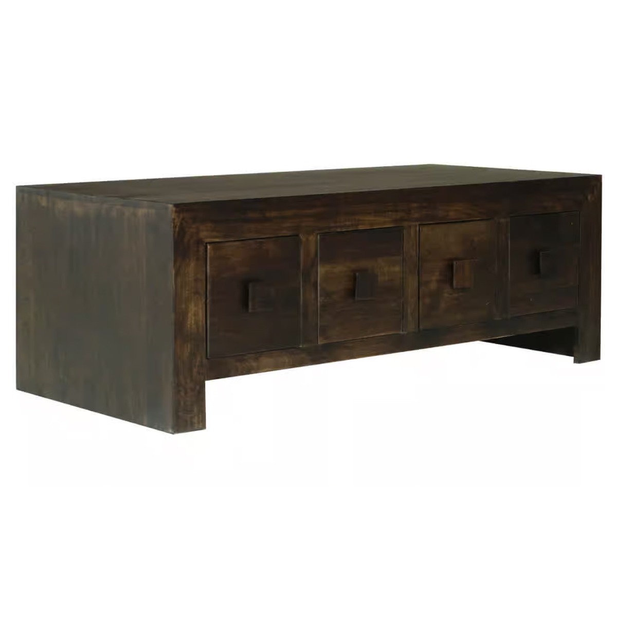 Delta Mango Wood 118cm Coffee Table with 8 Drawers - Walnut - Cybil & Clive