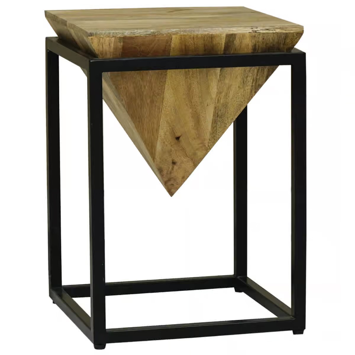Tracey Industrial Mango Small Diamond Lamp Table - Light Wood Tone - Cybil & Clive