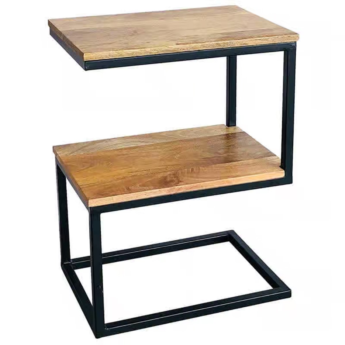Tracey Industrial Metal S Shape Side Table - Light Wood Tone - Cybil & Clive
