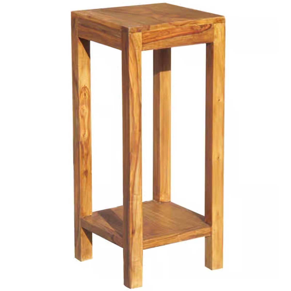 Sheesham Wood Side End Table with Shelf - Brown - Cybil & Clive