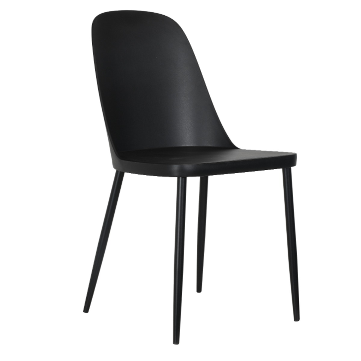 Black Metal Legs Frame Curve Chairs Black Plastic Seat - Set of 2 - Colton & Sawyer