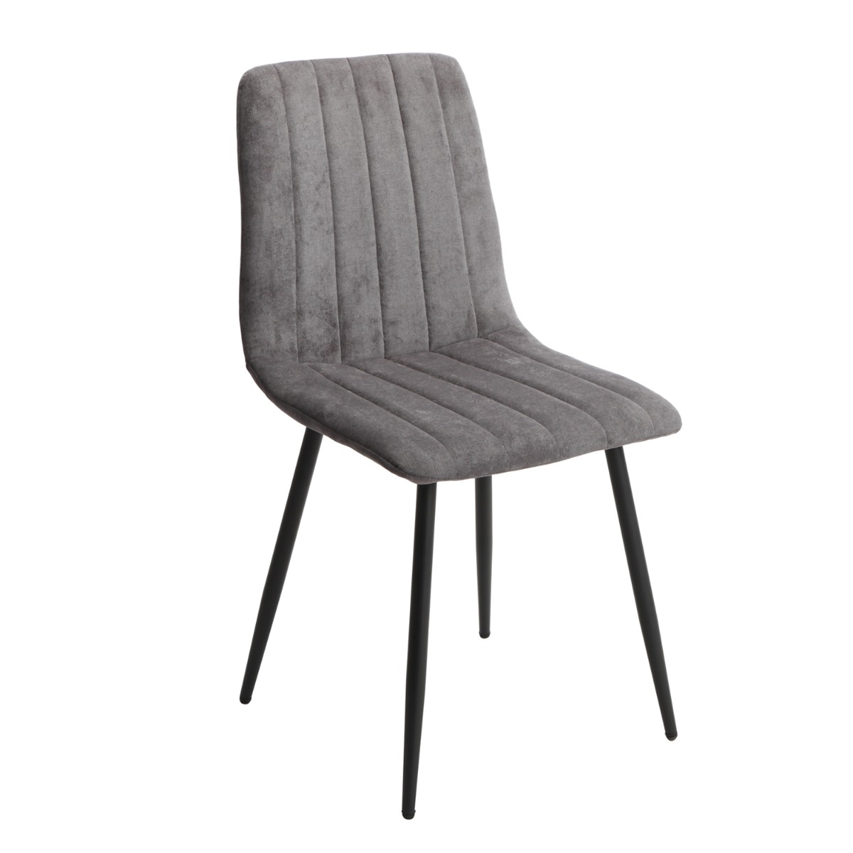 Black Solid Metal Frame Straight Stitch Grey Fabric Dining Chair - Set of 2 - Colton & Sawyer