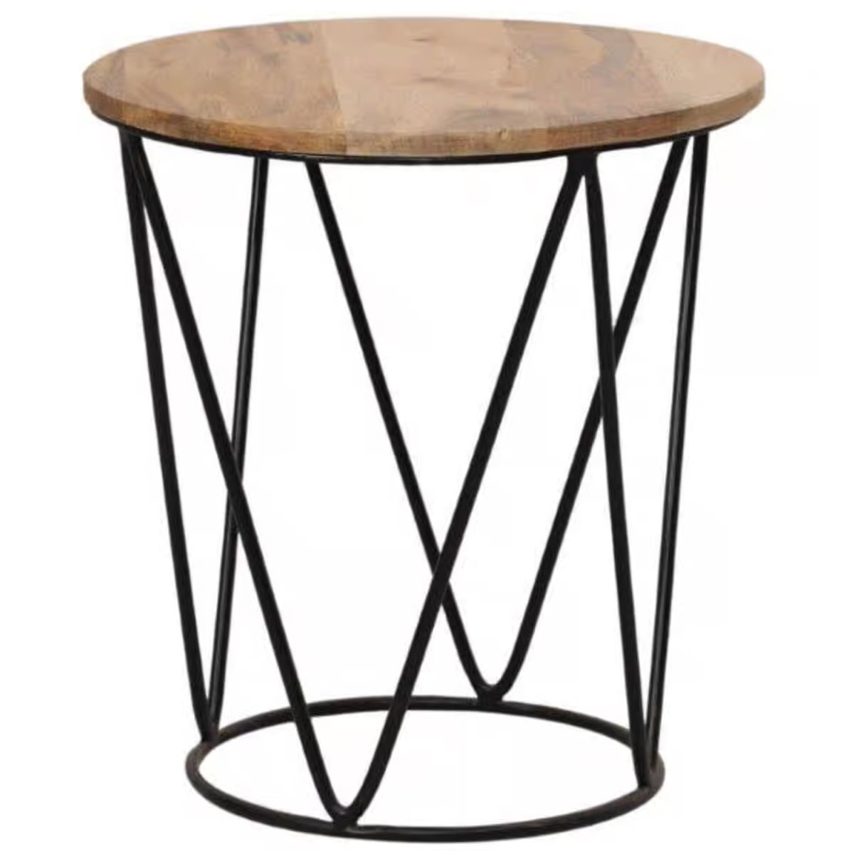 Tracey Black Industrial Ziggy Frame Small Lamp Table - Brown - Cybil & Clive