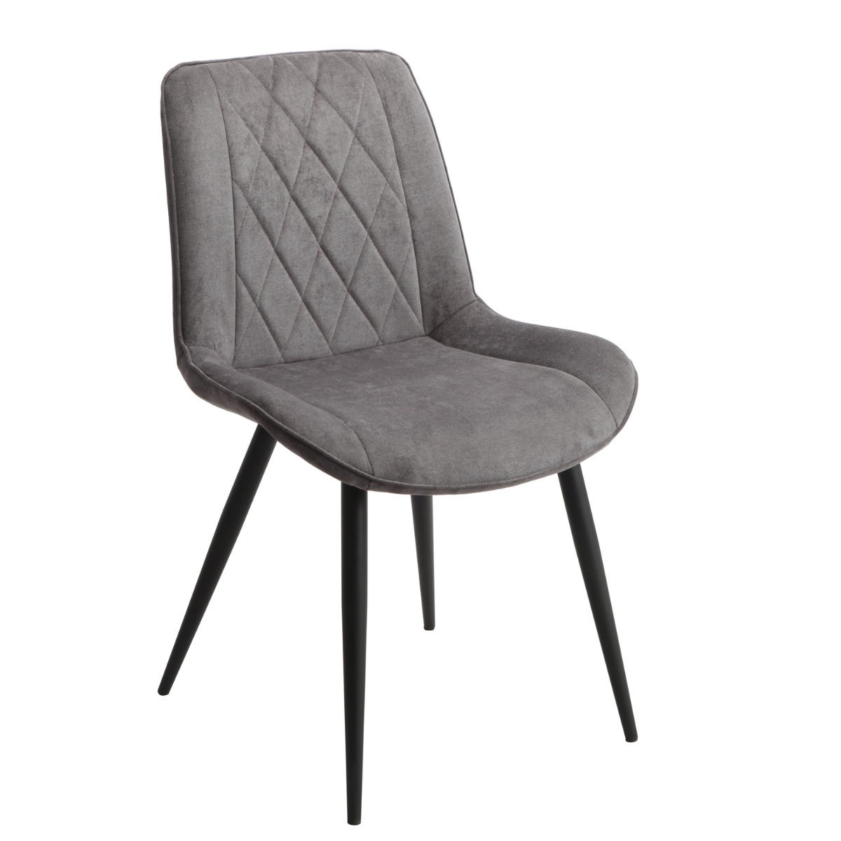 Black Solid Metal Frame Diamond Stitch Grey Fabric Dining Chair - Set of 2 - Colton & Sawyer