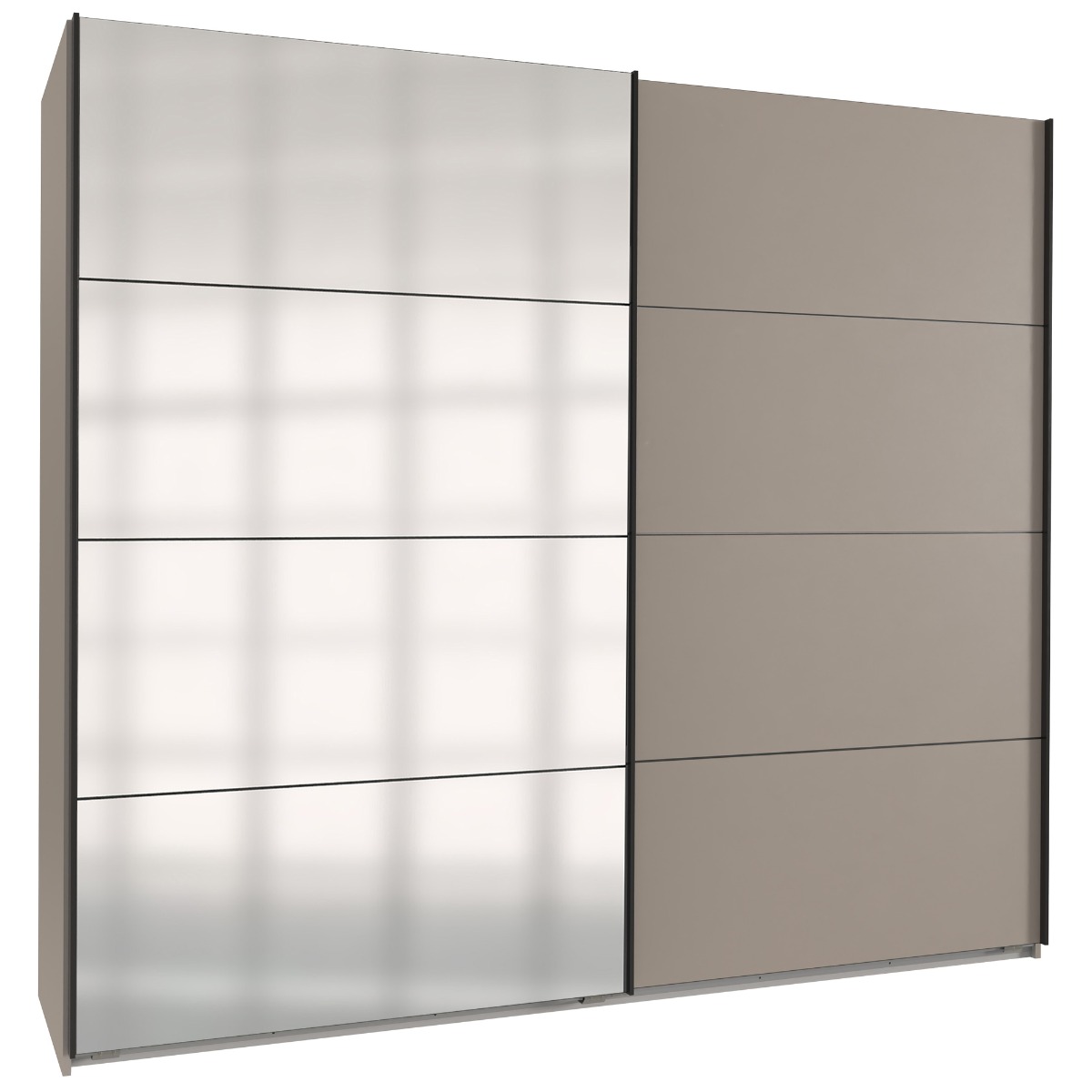 Sliding Wardrobe - ANVAST 2 Door Mirrored Wardrobe Grey 180cm - Wimex Distribution