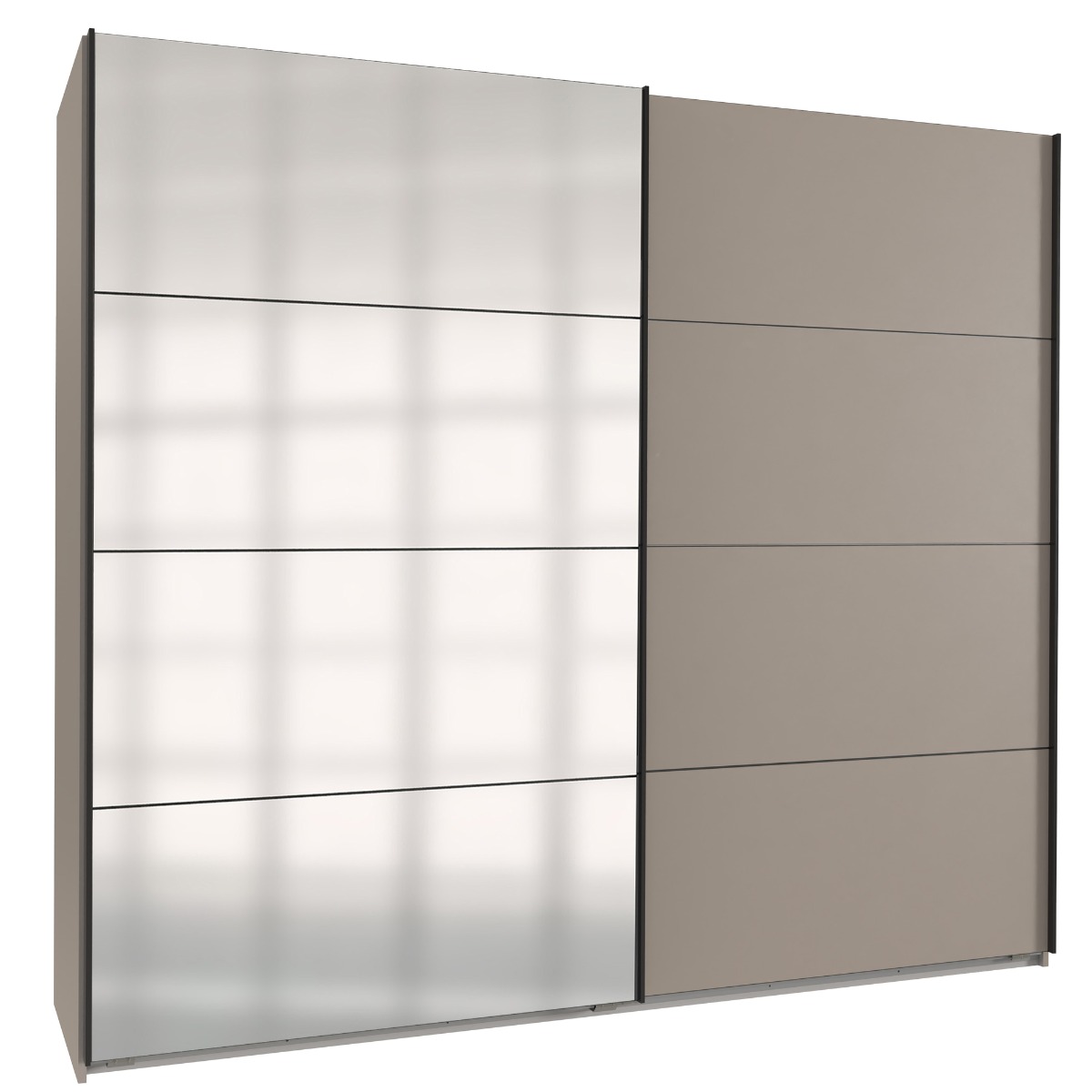 Sliding Wardrobe - ANVAST 2 Door Mirrored Wardrobe Grey 225cm - Wimex Distribution