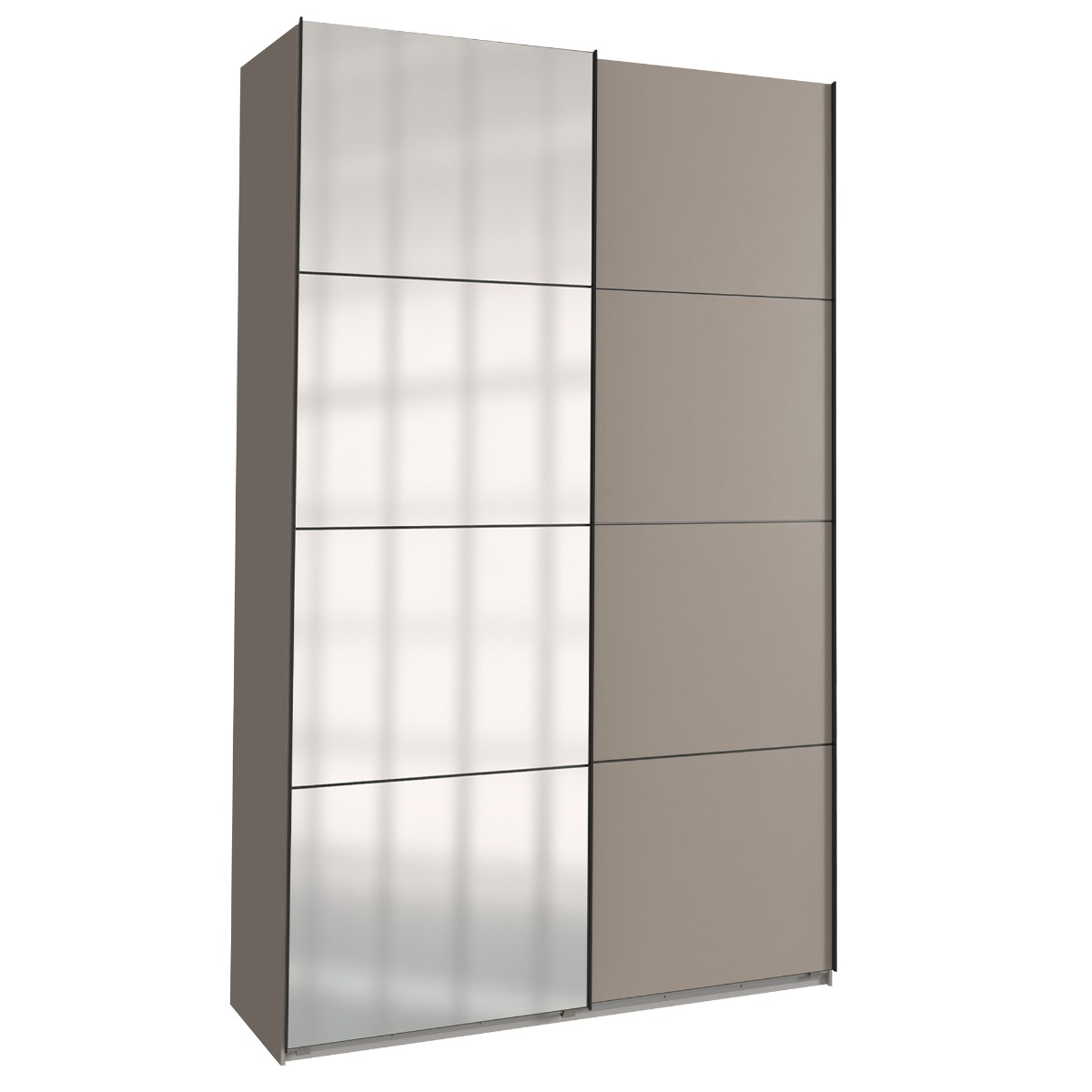 Sliding Wardrobe - ANVAST 2 Door Mirrored Wardrobe Grey 135cm - Wimex Distribution