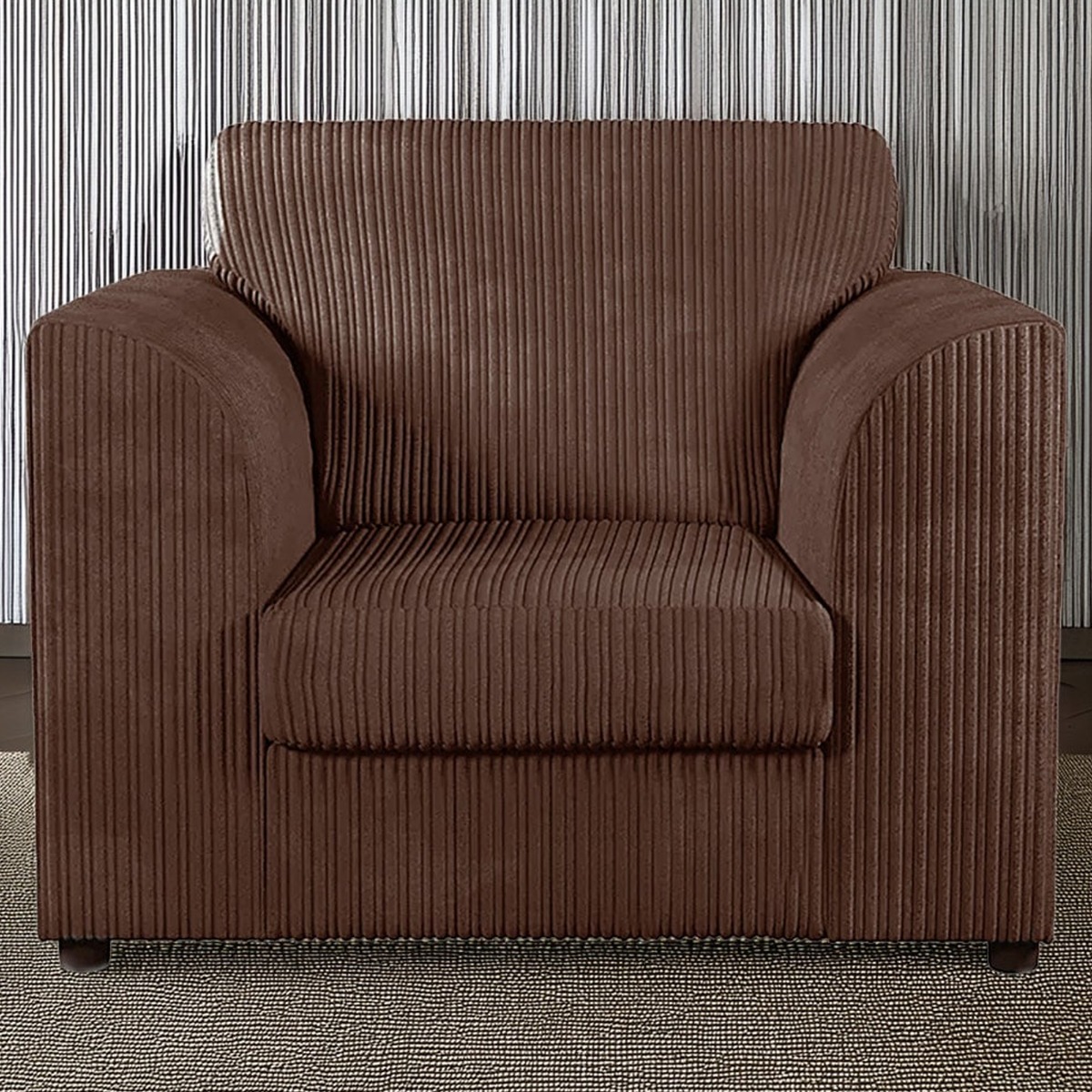 Desmond Jumbo Cord Upholstered Armchair - Chocolate Brown - Home Done