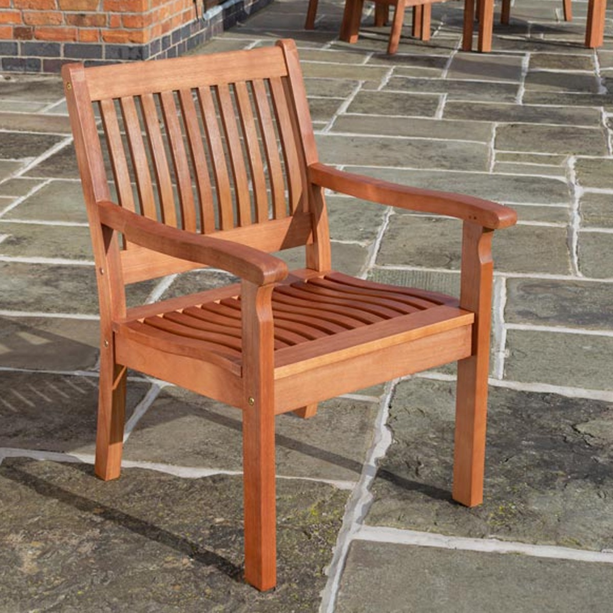 Willington Hardwood Armchair with Shaped Seat and Back Rest - Etta Gardens