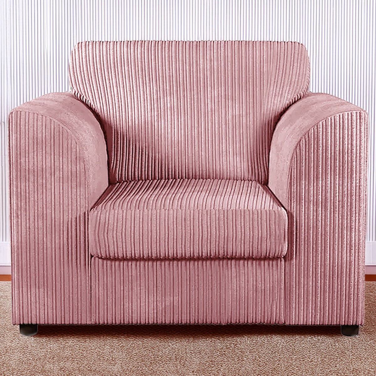 Desmond Jumbo Cord Upholstered Armchair - Pink - Home Done