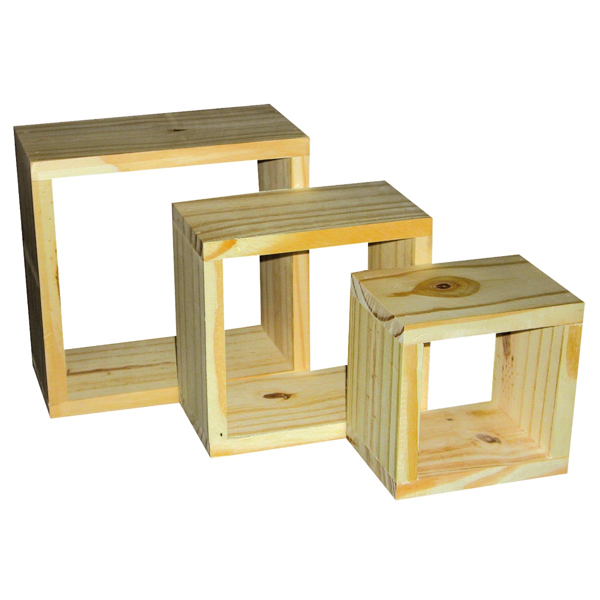 RAVENO Wall Cube Set Wood Wall Display Shelf 3 Piece Storage - Natural Wood - Colton & Sawyer