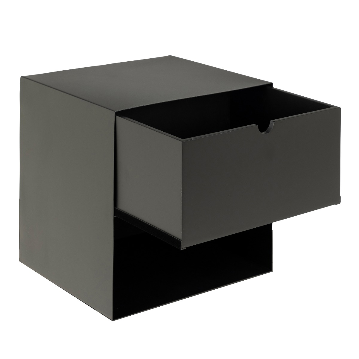Bedside Table - JOLIET 1 Drawer Wall Mounted Nightstand Black 30cm - Rosalind Collection