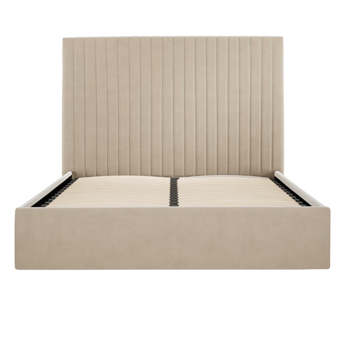 BERLIX II Super Kingsize Fabric Ottoman Bedframe - Beige - Leeds Plywood