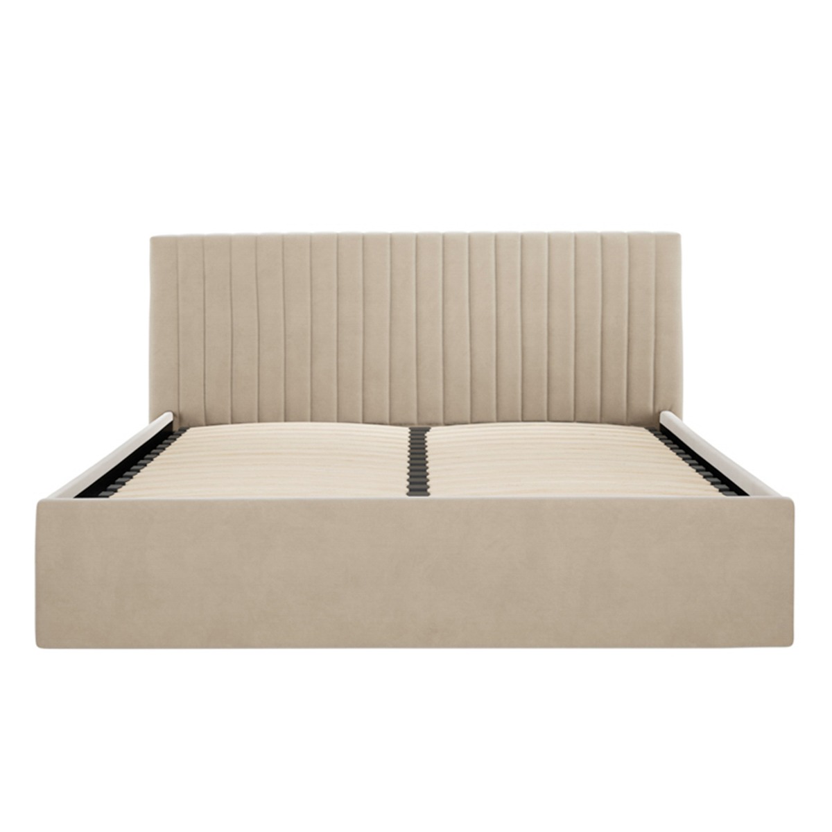 BERLIX II Double Fabric Ottoman Bedframe - Beige - Leeds Plywood