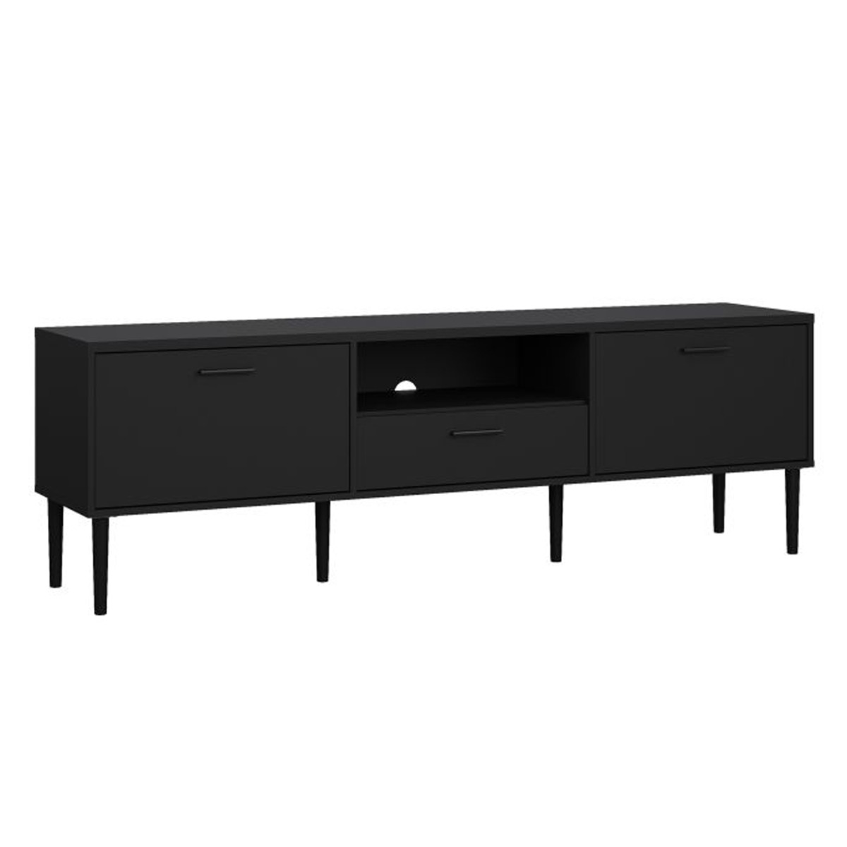 Barnard Media TV Unit with 2 Doors and Drawer - Black - Rosalind Collection