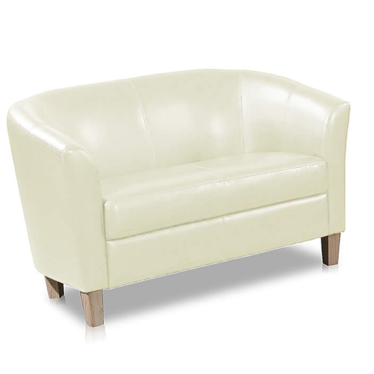 Bexhill 2 Seater Faux Leather Sofa - Cream - Sigrid Mills