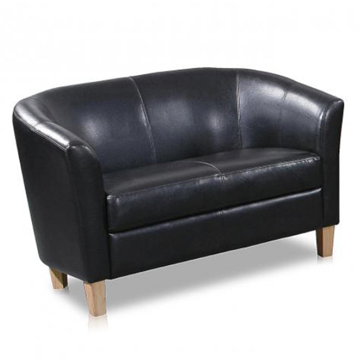 Bexhill 2 Seater Faux Leather Sofa - Black - Sigrid Mills