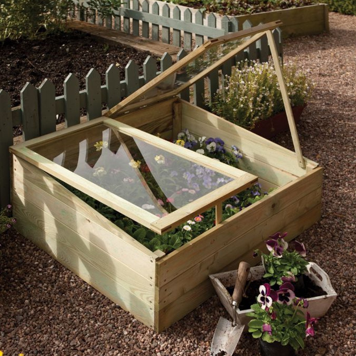 Rowlinson Coldframe with Dual Opening Lids - Pressure Treated Timber - Etta Gardens