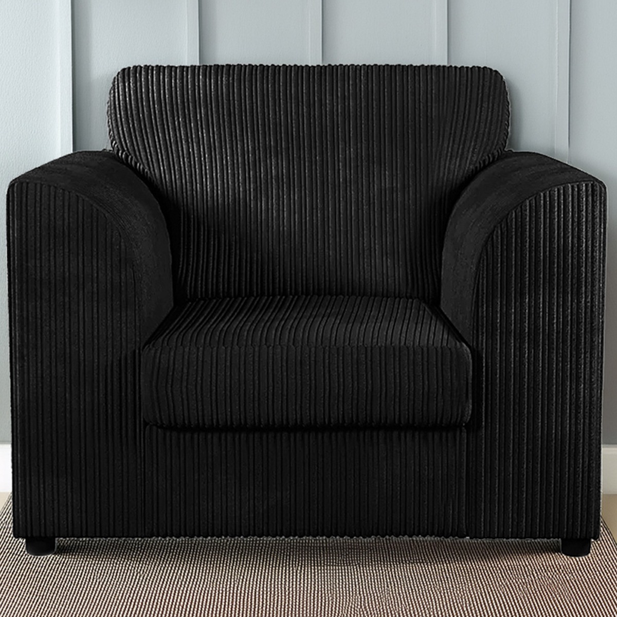 Desmond Jumbo Cord Upholstered Armchair - Black - Home Done
