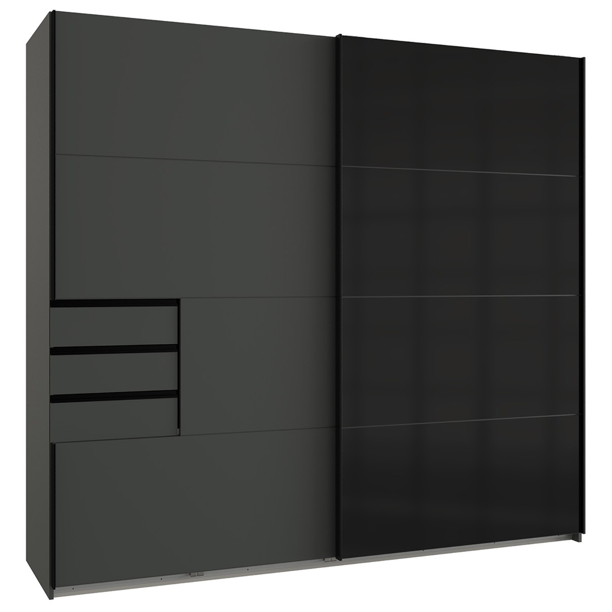 Sliding Wardrobe - SOGO 2 Door Wardrobe Graphite with Black 225cm - Wimex Distribution