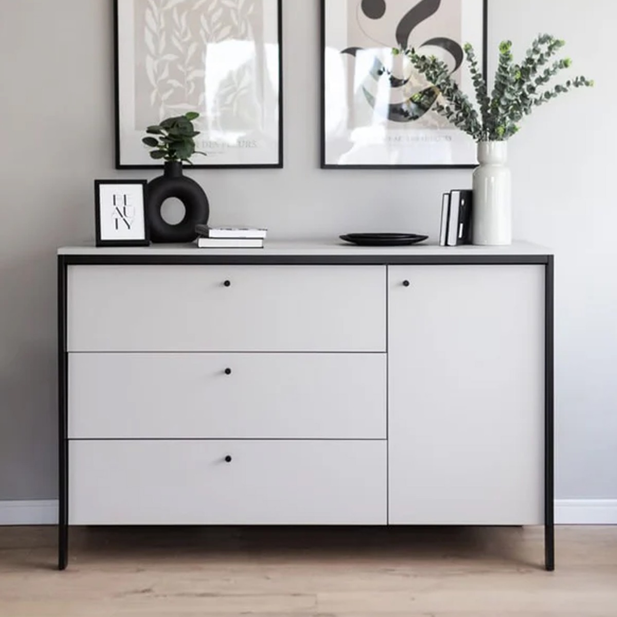 GUARDA II Grey Chest of Drawers - Large-sized, 4 Drawers - Art Nest