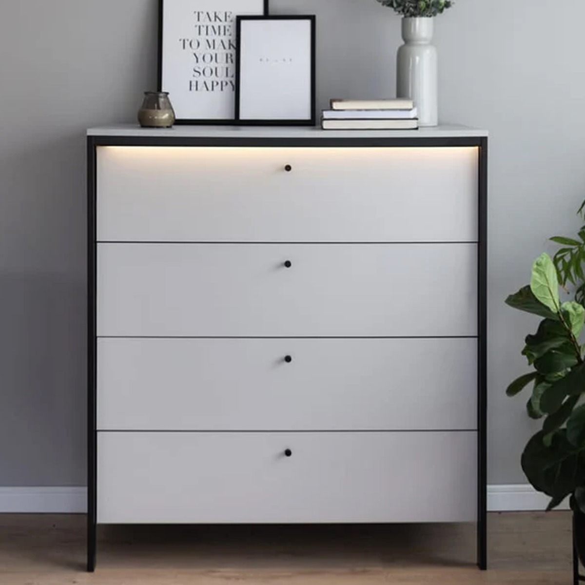 GUARDA I Grey Chest of Drawers - Medium-sized, 4 Drawers - Art Nest