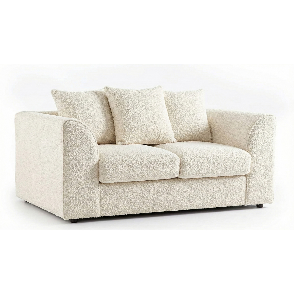 BELVANO Boucle Fabric 2 Seater Scatterback Sofa - Ivory - Home Done