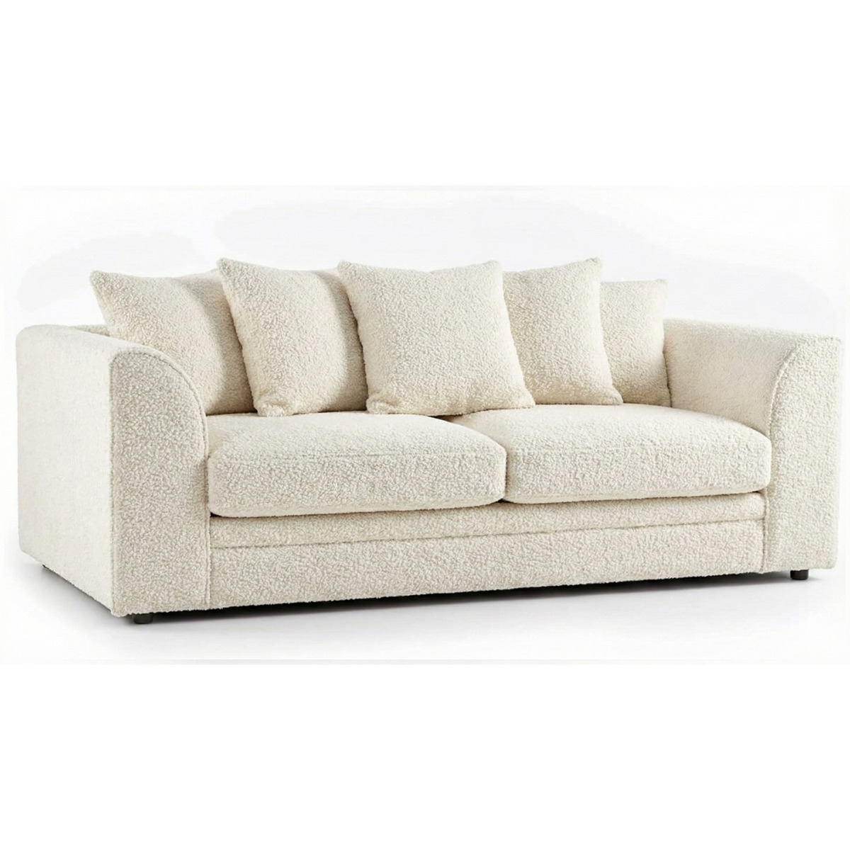 BELVANO Boucle Fabric 3 Seater Scatterback Sofa - Ivory - Home Done