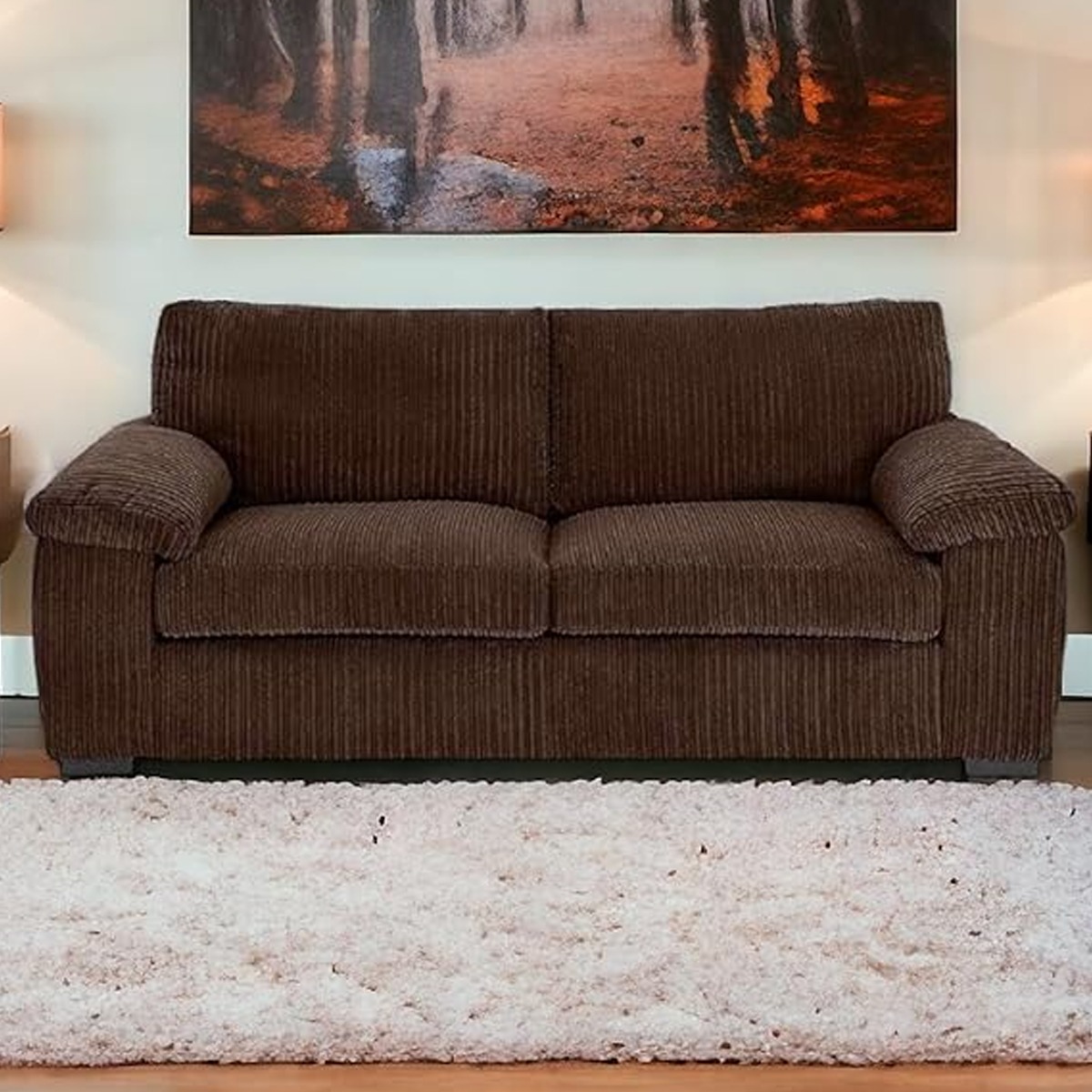 3 Seater Sofa - CORDURA Full Back Jumbo Cord Sofa Brown - Home Done
