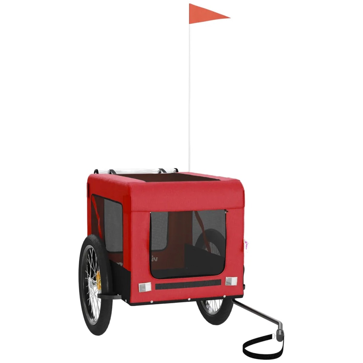 Dog Bike Trailer Red and Black Oxford Fabric and Iron - Casper Homes