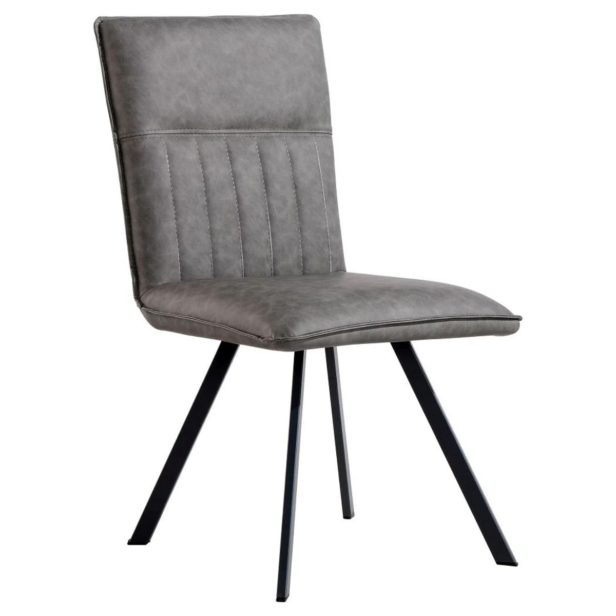 Metal Angled Leg Design PU Grey Dining Chair - Kettle Homes