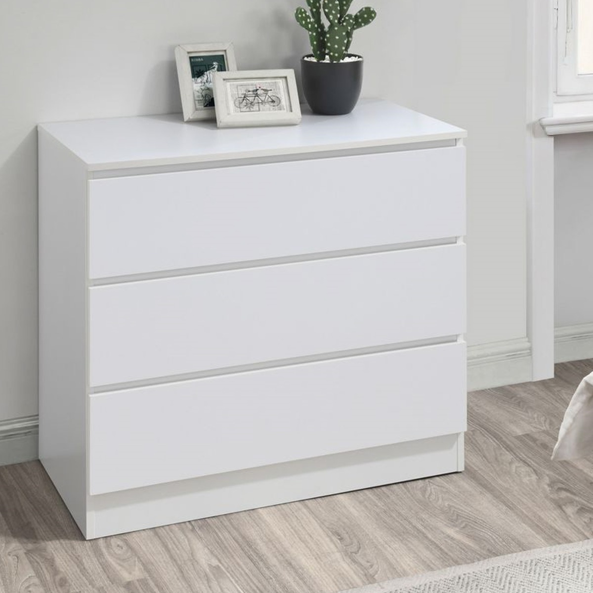 OPAL White Chest of Drawers - Medium-sized, 3 Drawers - Birlea Essentials