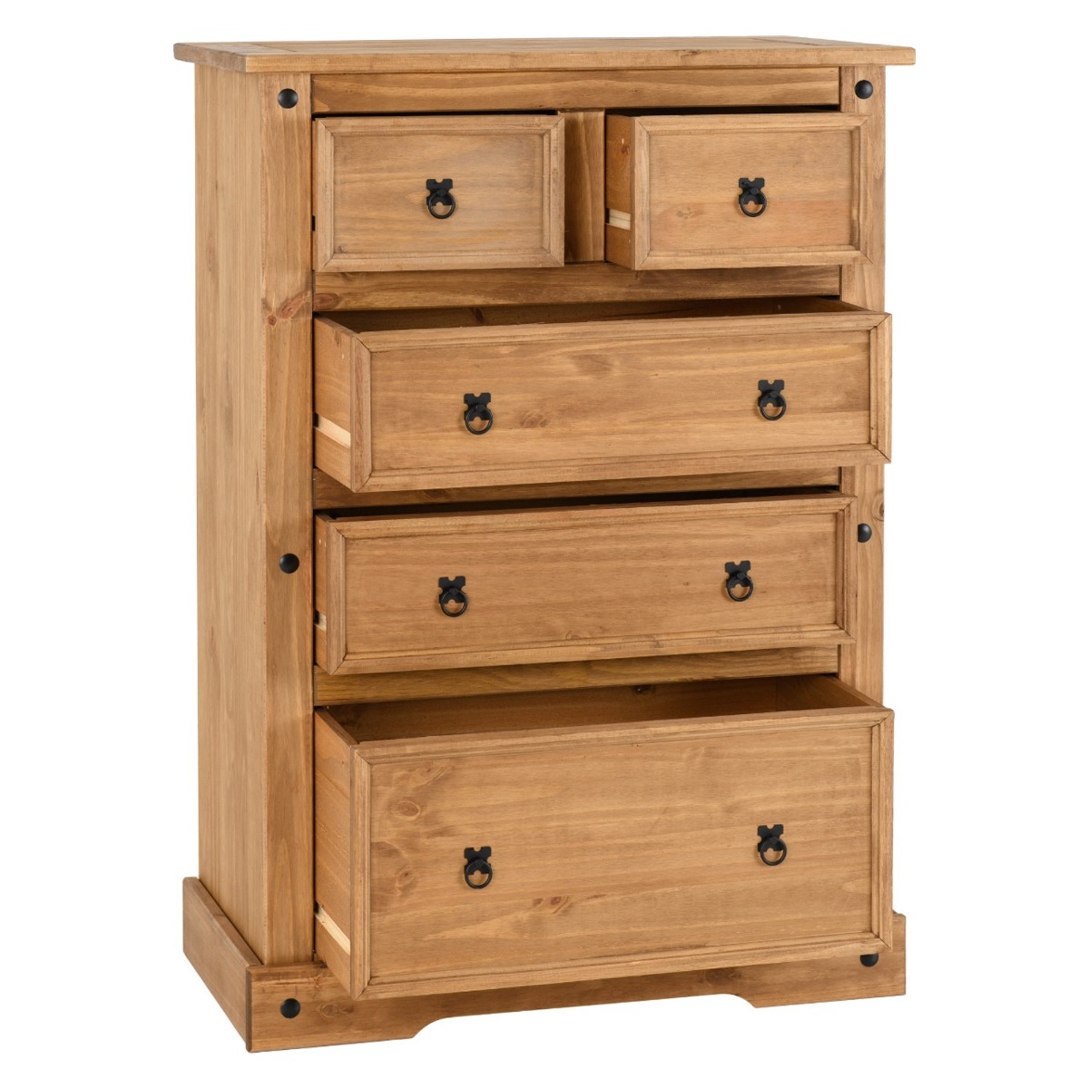 CLACTON Pine Finish Chest of Drawers - Large-sized, 5 Drawers - Budget Deals