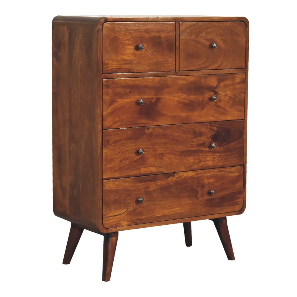 CROMER Oak Finish Chest of Drawers - Medium-sized, 5 Drawers - Prime Deals