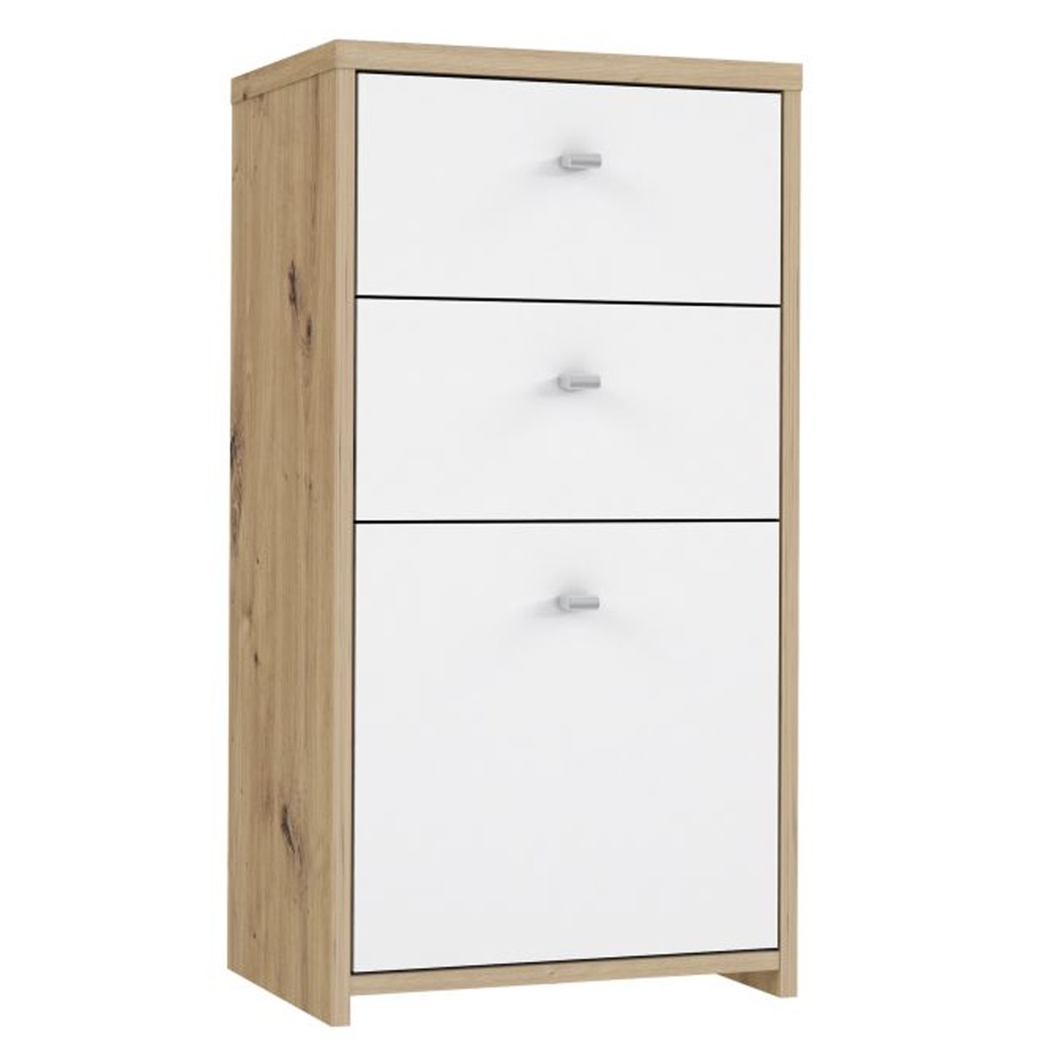 BEACON Oak Finish Chest of Drawers - Tallboy, Small-sized, 2 Drawers - Rosalind Collection