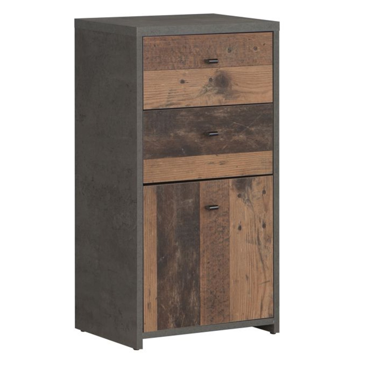 BEACON Grey Chest of Drawers - Tallboy, Small-sized, 2 Drawers - Rosalind Collection