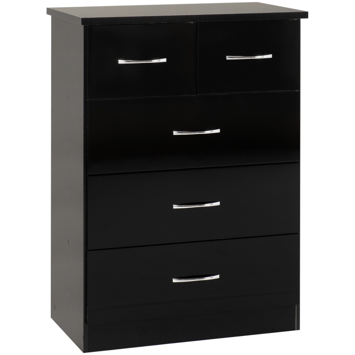 NEWBIGGIN III Black Chest of Drawers - Medium-sized, 5 Drawers - Budget Deals