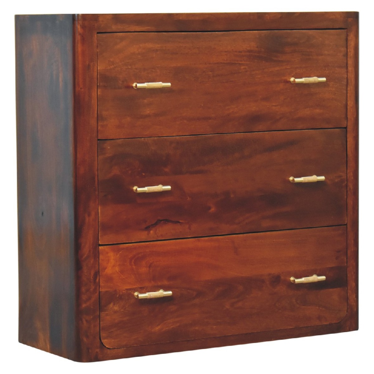 LUTON Oak Finish Chest of Drawers - Medium-sized, 3 Drawers - Beasley & Sons