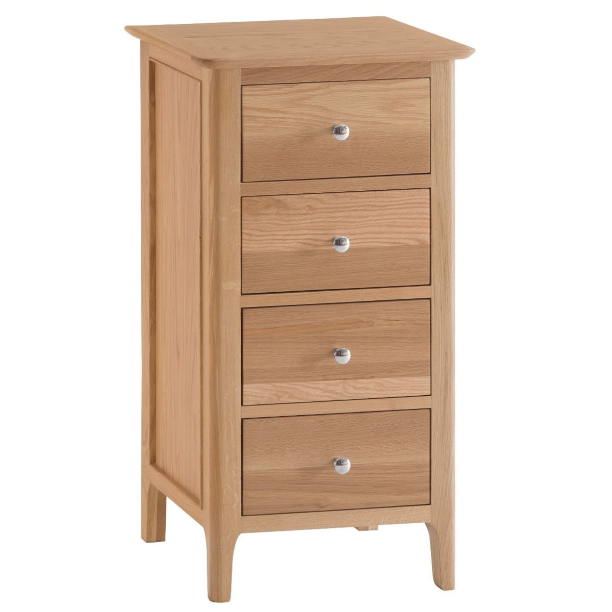 ELEGANT Oak Finish Chest of Drawers - Tallboy, Small-sized, 4 Drawers - Kettle Homes