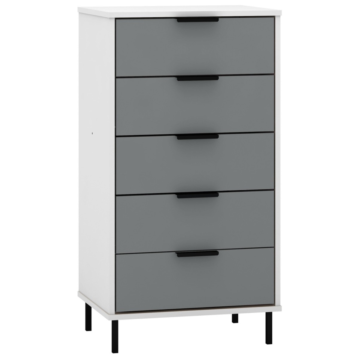 MANILA Grey Chest of Drawers - Tallboy, Small-sized, 5 Drawers - Budget Deals