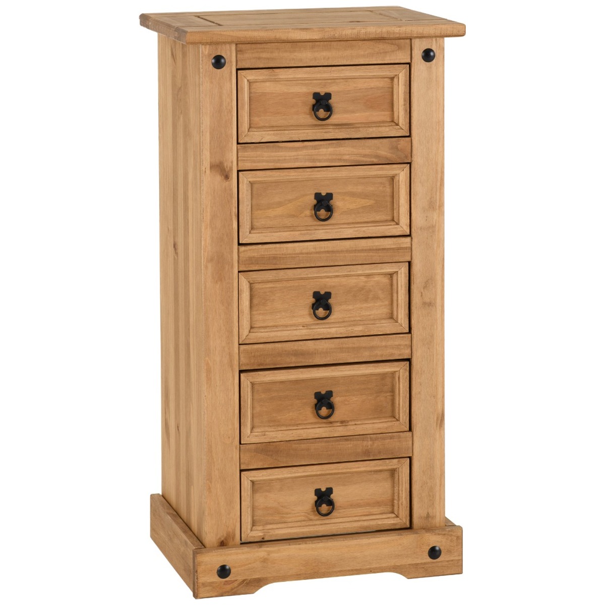 CLACTON Pine Finish Chest of Drawers - Tallboy, Medium-sized, 5 Drawers - Budget Deals