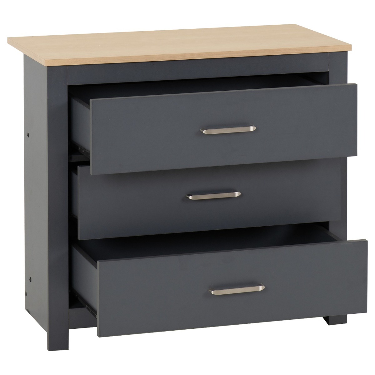 PORTLETHEN Grey Chest of Drawers - Medium-sized, 3 Drawers - Budget Deals