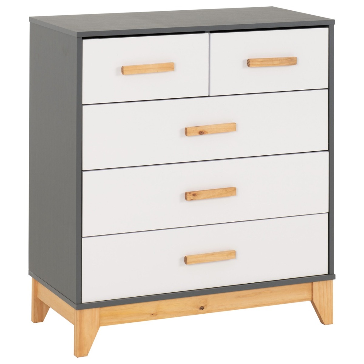 CHATHAM Multi Colour Chest of Drawers - Medium-sized, 5 Drawers - Budget Deals