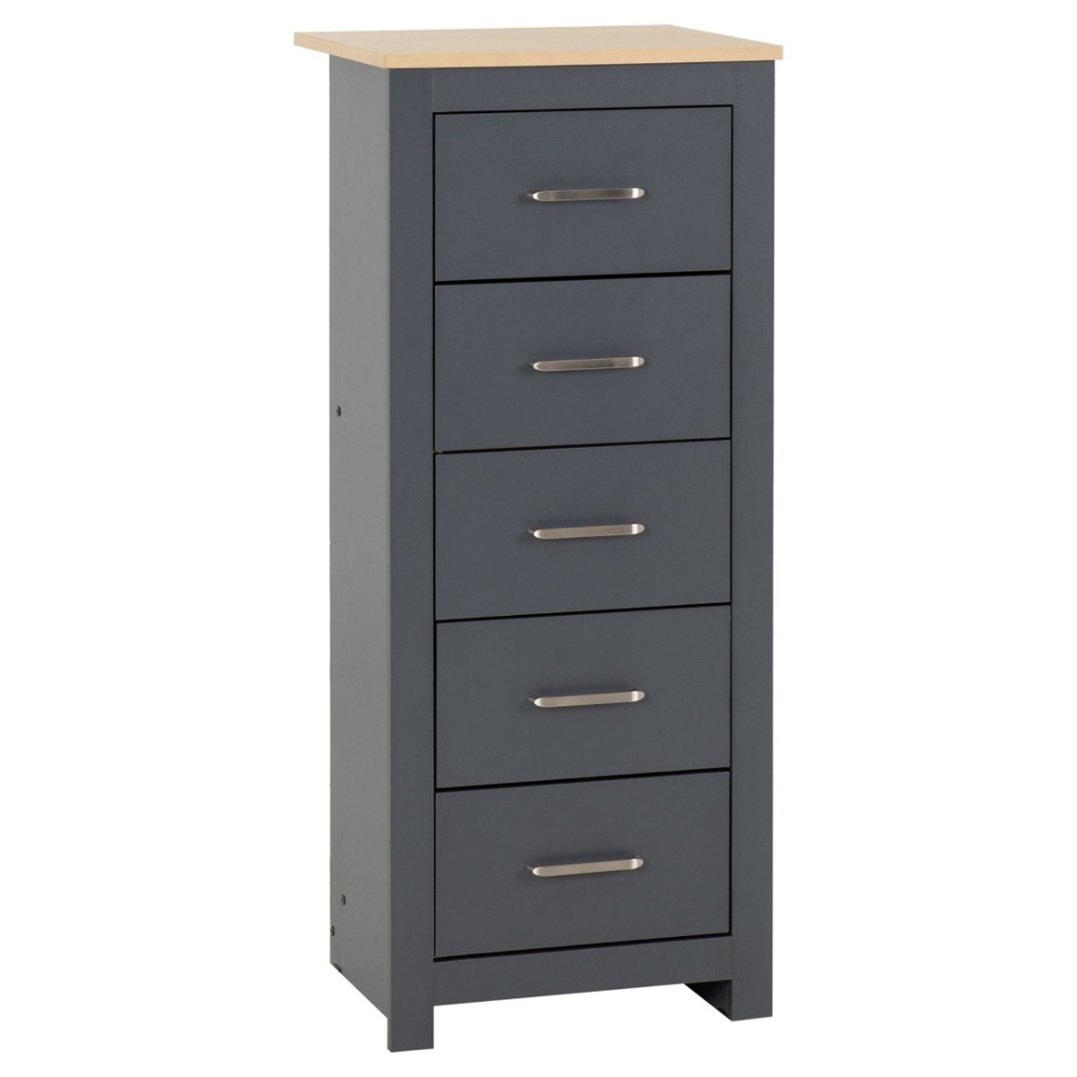 PORTLETHEN Grey Chest of Drawers - Tallboy, Medium-sized, 5 Drawers - Budget Deals
