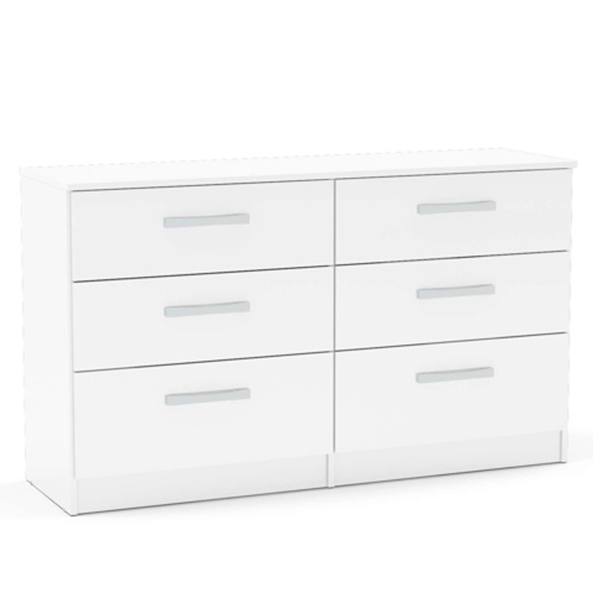 LYTHAM I White Chest of Drawers - Large-sized, 6 Drawers, Double - Birlea Essentials