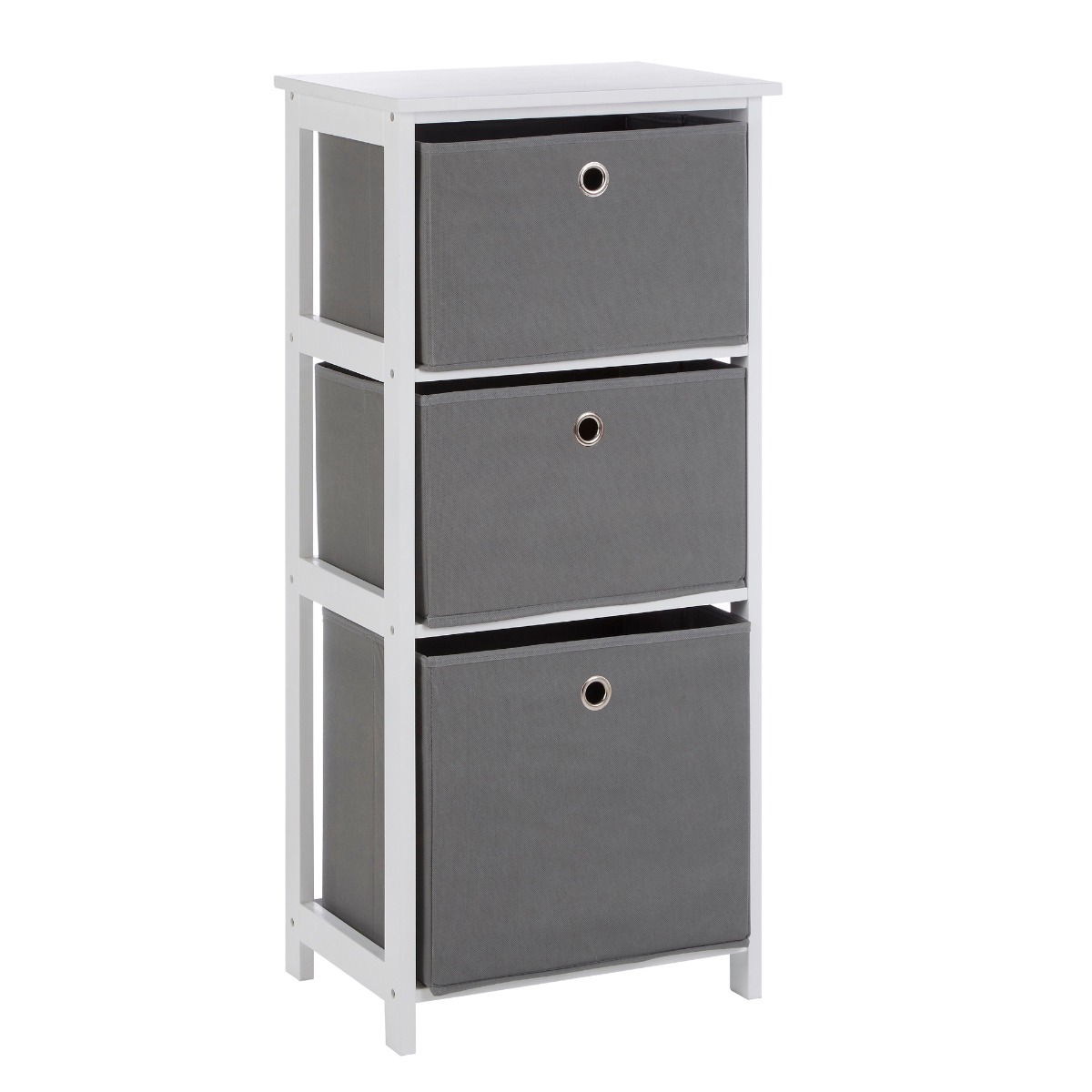 LINCOLN Grey Chest of Drawers - Tallboy, Small-sized, 3 Drawers - PH Collection