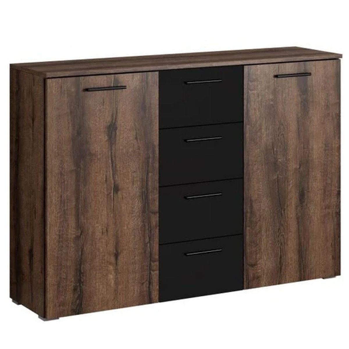 Baldo-V Sideboard Cabinet with Two Door and Drawers - Oak - Interior Savant