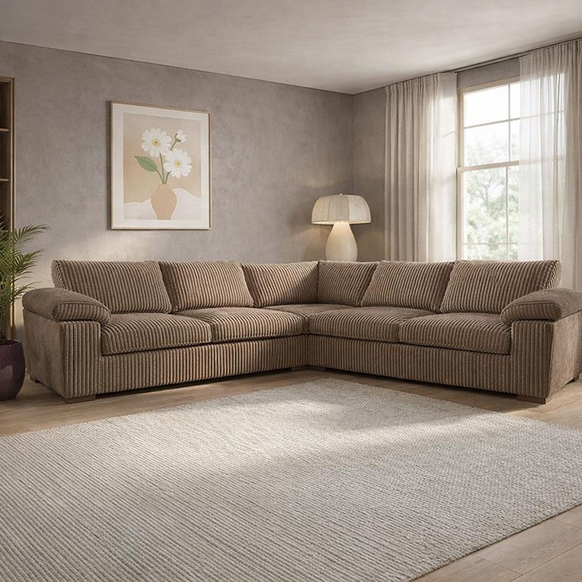 Corner Sofa - CORDURA Full Back Jumbo Cord - Coffee - Home Done