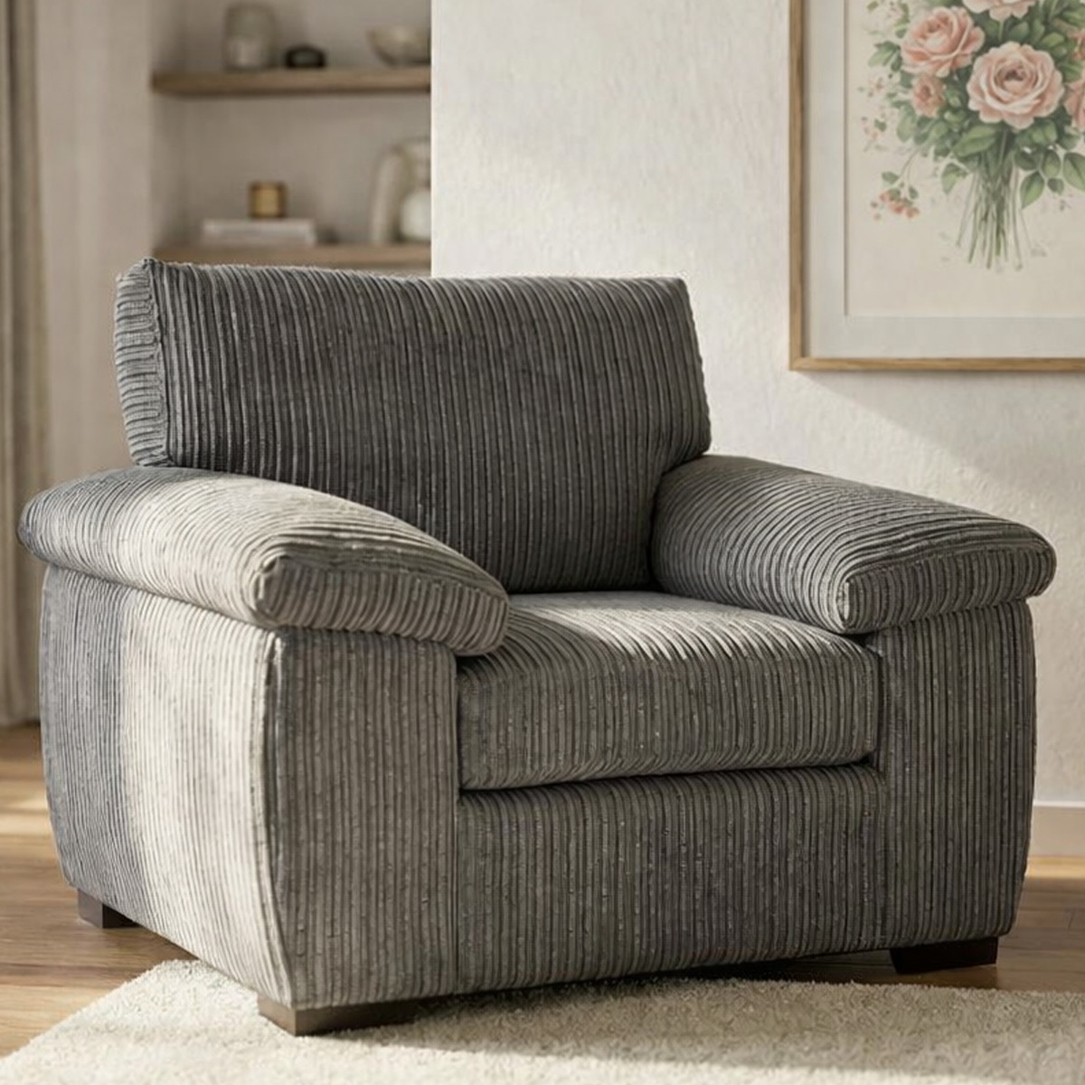 Armchair - CORDURA Jumbo Cord Chair Grey - Home Done